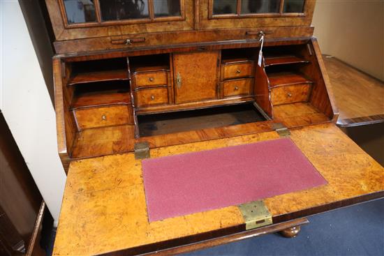 An 17th/18th century walnut bureau bookcase, W.3ft 11in. D.2ft 1in. H.8ft 1in.